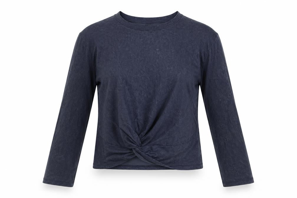 90 Degree By Reflex Womens Blue XS Cropped Long Sleeve Active Top