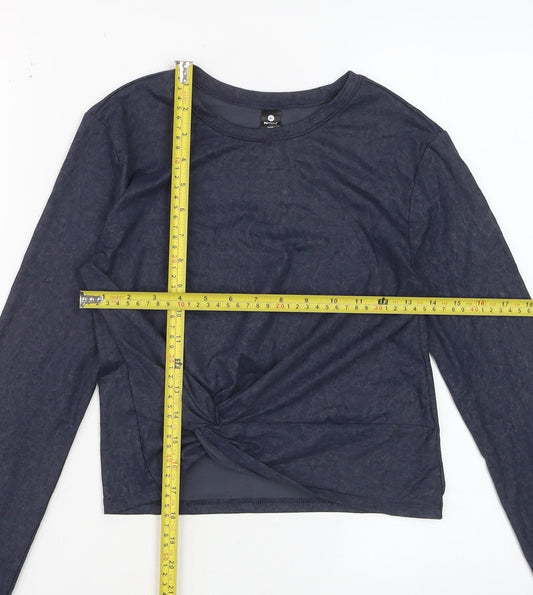 90 Degree By Reflex Womens Blue XS Cropped Long Sleeve Active Top