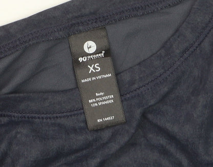 90 Degree By Reflex Womens Blue XS Cropped Long Sleeve Active Top