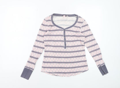 Victoria's Secret Women's Pink Fair Isle Long Sleeve Pyjama Top M