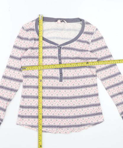 Victoria's Secret Women's Pink Fair Isle Long Sleeve Pyjama Top M