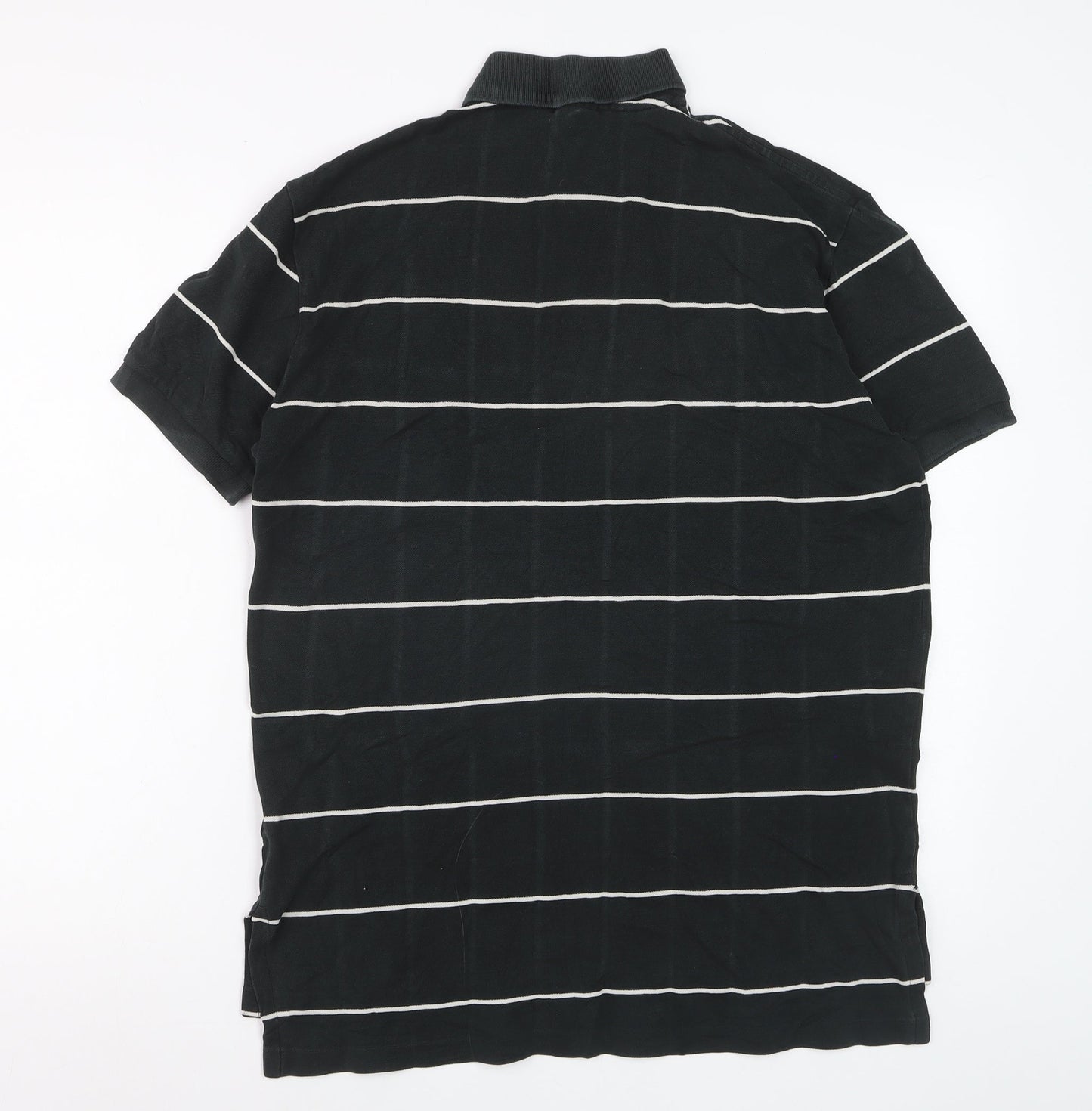 Ralph Lauren Mens Black Striped Short Sleeve Polo Shirt Size M