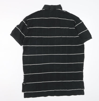 Ralph Lauren Mens Black Striped Short Sleeve Polo Shirt Size M