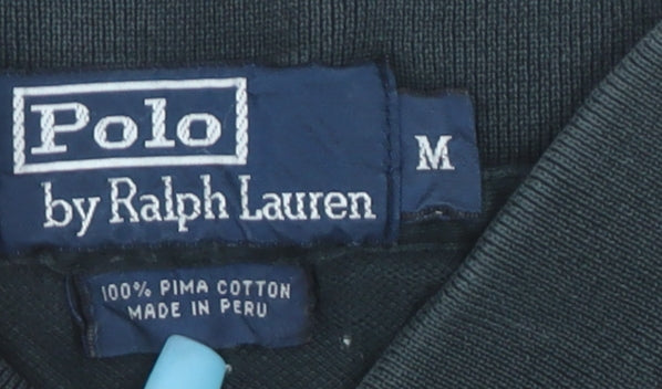 Ralph Lauren Mens Black Striped Short Sleeve Polo Shirt Size M