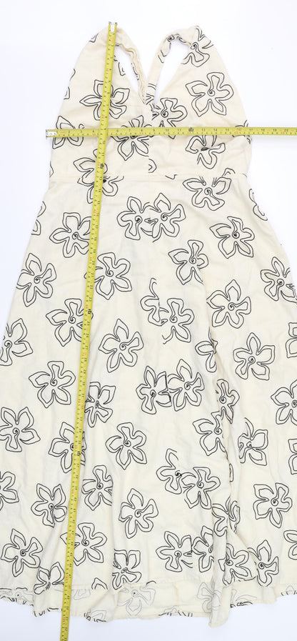 Marks and Spencer Women Beige Floral A-Line Sleeveless Dress Size 20