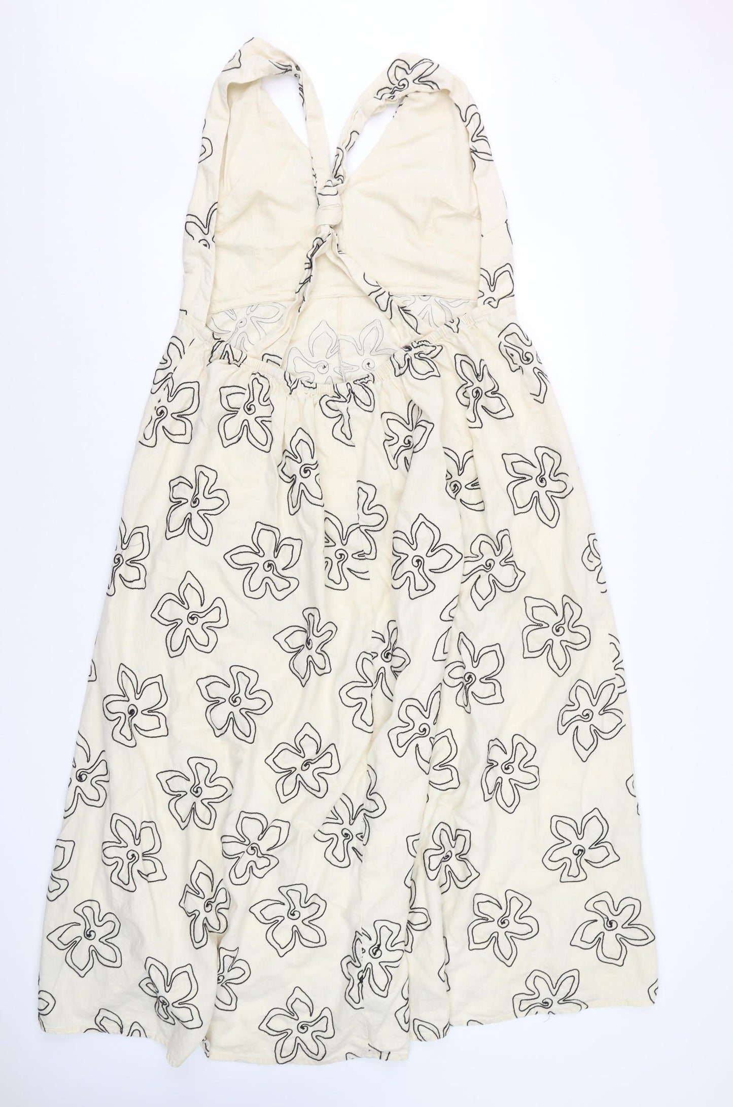 Marks and Spencer Women Beige Floral A-Line Sleeveless Dress Size 20