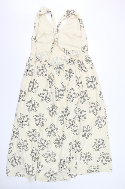 Marks and Spencer Women Beige Floral A-Line Sleeveless Dress Size 20