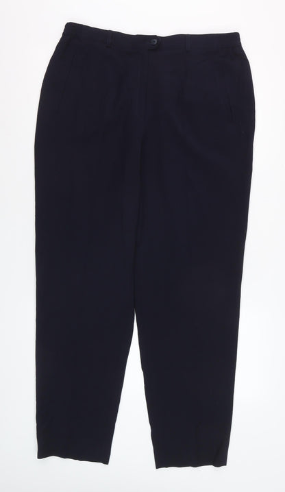 Lucia Women Navy Wool Blend Tapered Trousers Size 16
