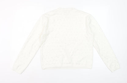 Marks and Spencer Womens Ivory Jewel Crew Neck Jumper Size S