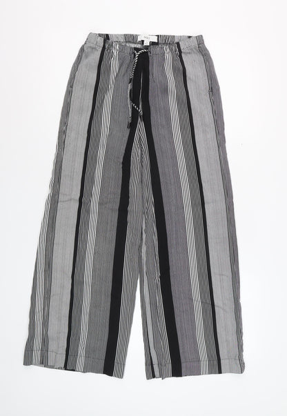 Marks and Spencer Women’s Black Striped Wide-Leg Viscose Trousers Size 6