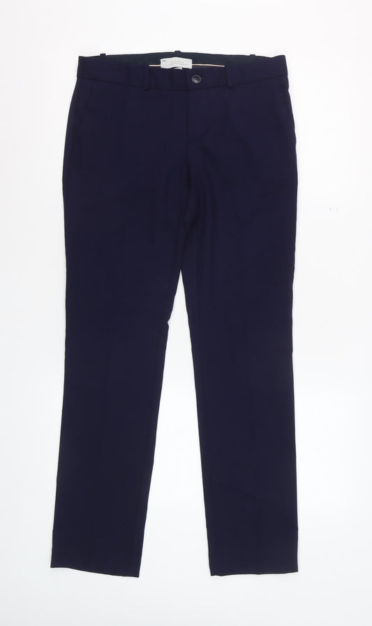 Gap Women's Blue Wool Blend True Straight Petite Trousers Size 4