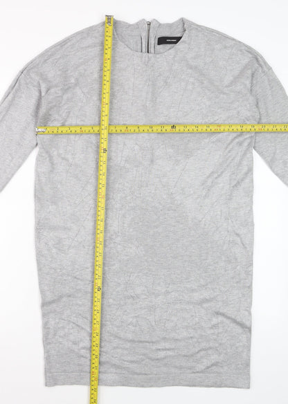 Vero Moda Women's Grey Tunic Jumper M Crew Neck 3/4 Sleeve