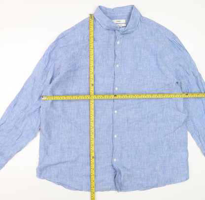 Marks and Spencer Men’s Blue Linen Long Sleeve Button-Up Shirt 2XL