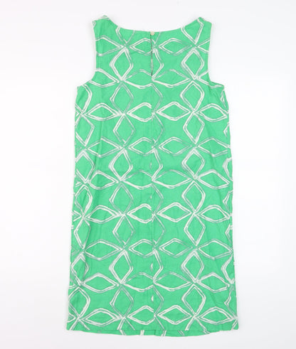 Marks and Spencer Women Green Linen Blend Shift Dress Size 6