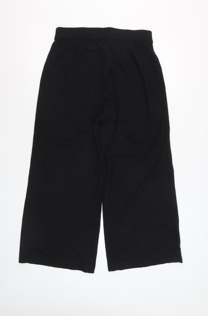 Marks and Spencer Womens Black Size 12 Cropped Wide-Leg Trousers