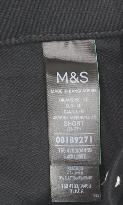 Marks and Spencer Womens Black Size 12 Cropped Wide-Leg Trousers
