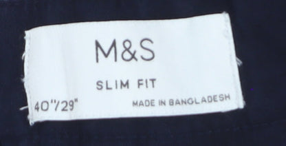 Marks and Spencer Men's Navy Slim Fit Jeans 40W 29L Cotton Stretch