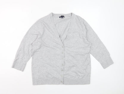 Gap Women’s Grey Cotton V-Neck Long Sleeve Cardigan XL
