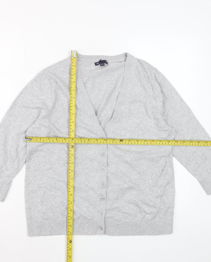 Gap Women’s Grey Cotton V-Neck Long Sleeve Cardigan XL
