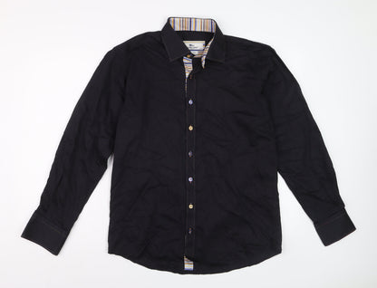 Claudio Lugli Men's Black Pure Cotton Long Sleeve Dress Shirt L 41-42
