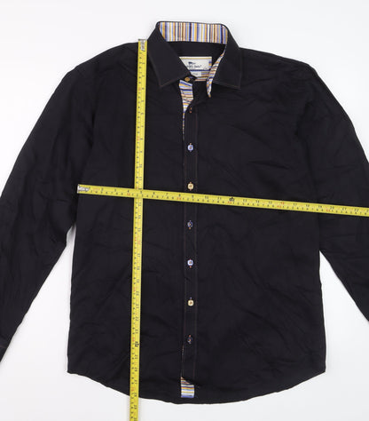 Claudio Lugli Men's Black Pure Cotton Long Sleeve Dress Shirt L 41-42