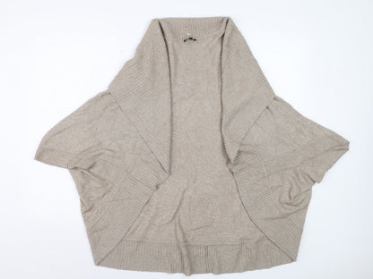 Jaeger Womens Beige Wool Blend Cape Style Short Sleeve Jumper S