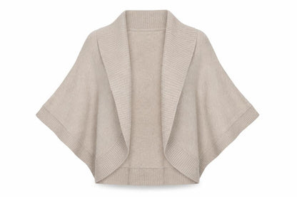 Jaeger Womens Beige Wool Blend Cape Style Short Sleeve Jumper S
