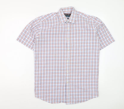 Marks and Spencer Mens Multicoloured Check Cotton Short Sleeve Shirt Size 15