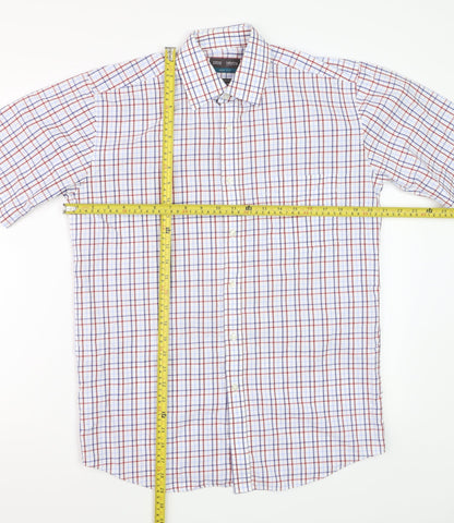 Marks and Spencer Mens Multicoloured Check Cotton Short Sleeve Shirt Size 15