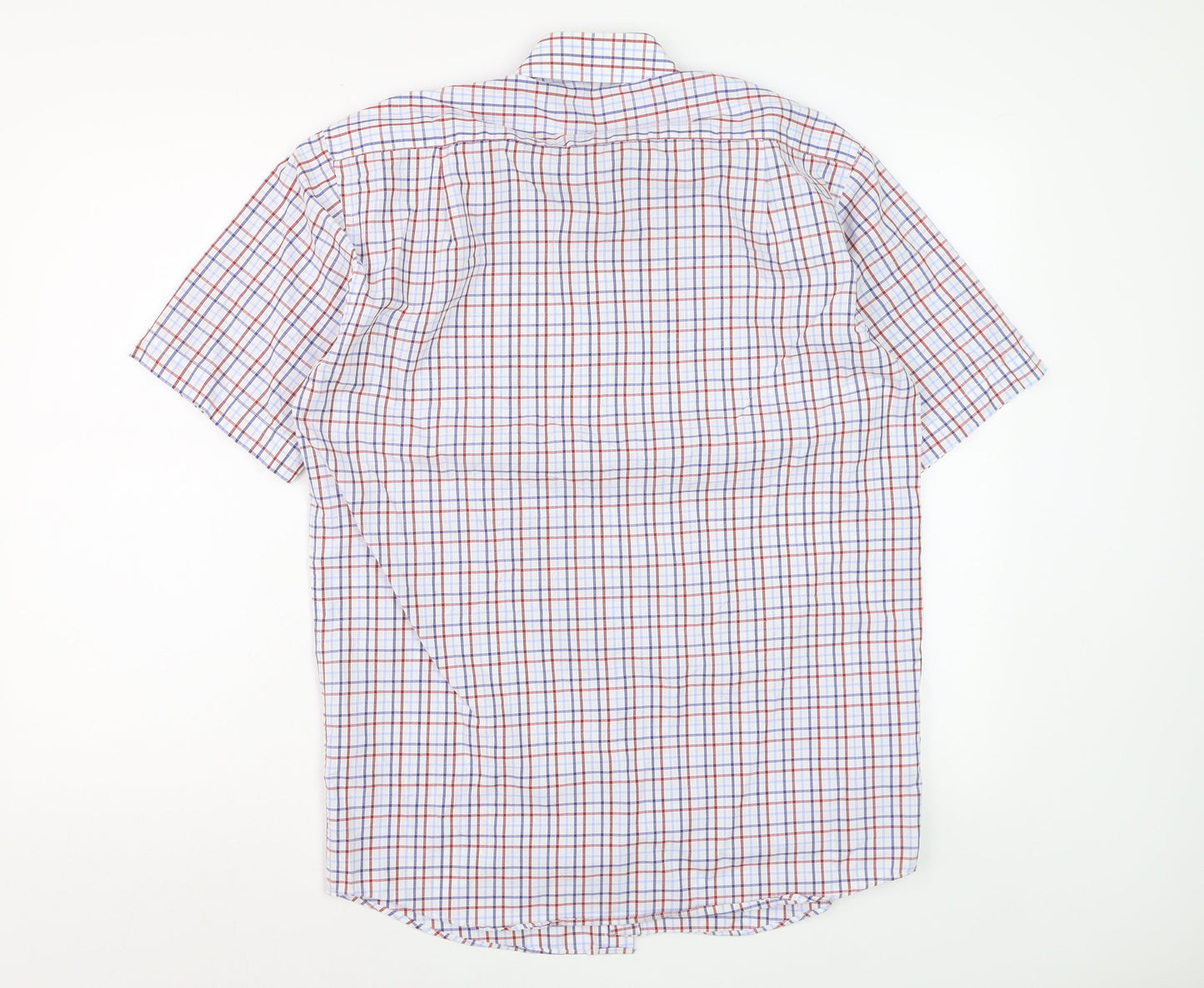 Marks and Spencer Mens Multicoloured Check Cotton Short Sleeve Shirt Size 15