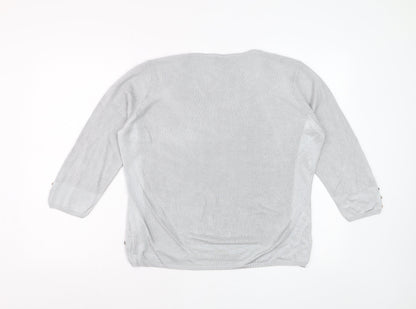 Marks and Spencer Women’s Grey V-Neck Knit Jumper Size 14