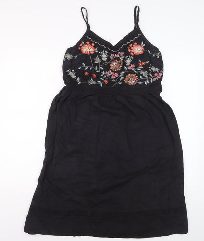 Joe Browns Women Black Embroidered A-Line Sleeveless Dress Size 12