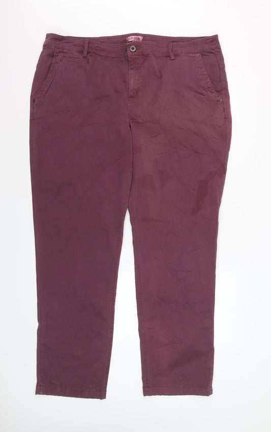 Orvis Womens Plum Cotton Blend Chino Trousers Size 20