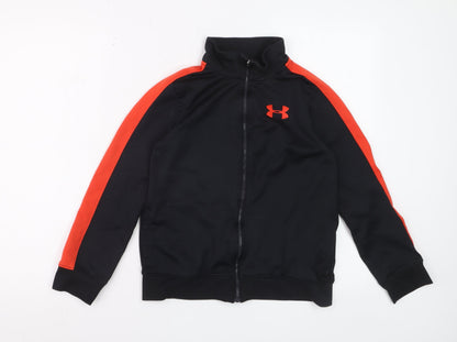 Under Armour Boys Black & Red Track Jacket Full Zip Polyester M