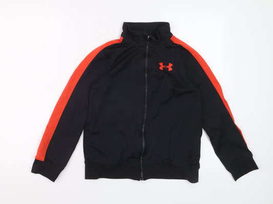 Under Armour Boys Black & Red Track Jacket Full Zip Polyester M