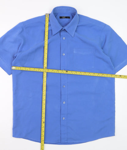 Cotton Traders Mens Blue Short Sleeve Button-Up Casual Shirt Size M