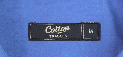 Cotton Traders Mens Blue Short Sleeve Button-Up Casual Shirt Size M