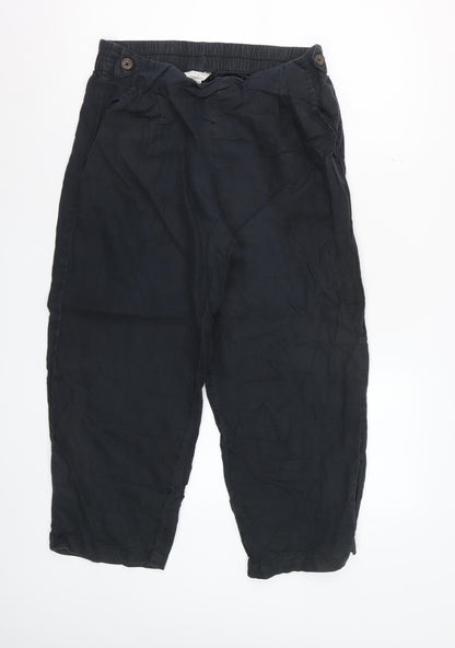 Monsoon Women’s Black Linen Cropped Trousers Size 10