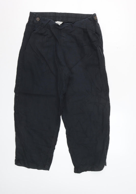 Monsoon Women’s Black Linen Cropped Trousers Size 10