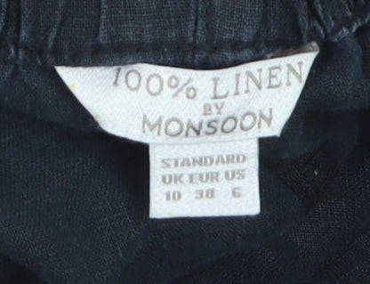 Monsoon Women’s Black Linen Cropped Trousers Size 10