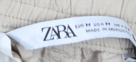 Zara Women Beige Wide-Leg Trousers Size M Viscose Blend