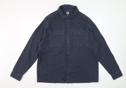 Marks and Spencer Men's Blue 2XL Long Sleeve Button-Up Casual Shirt