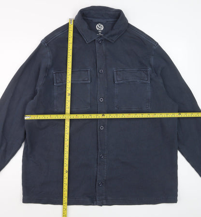 Marks and Spencer Men's Blue 2XL Long Sleeve Button-Up Casual Shirt