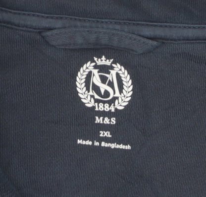 Marks and Spencer Men's Blue 2XL Long Sleeve Button-Up Casual Shirt