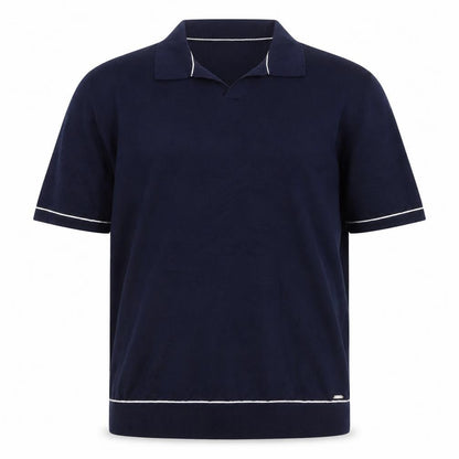 Marks and Spencer Men’s Blue Silk Cotton Collared 2XL Short Sleeve Jumper