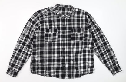 Peacocks Men's Black Check Flannel 2XL Long Sleeve Button-Up Shirt