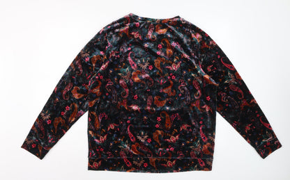 Cotton Traders Women’s Multicoloured Paisley Velvet Pullover Sweatshirt UK 16