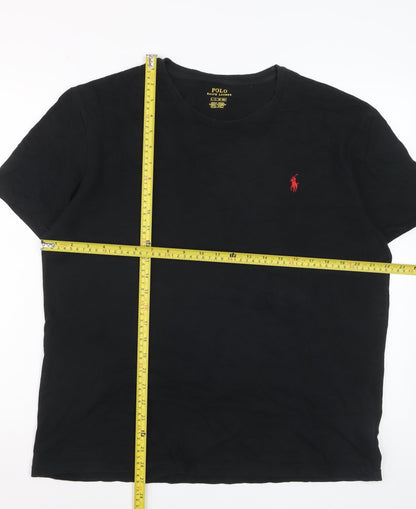 Ralph Lauren Men's Black Cotton Crew Neck Short Sleeve T-Shirt L