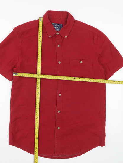 Topman Men's Red Classic Fit Short Sleeve Cotton Button-Up Shirt Size S