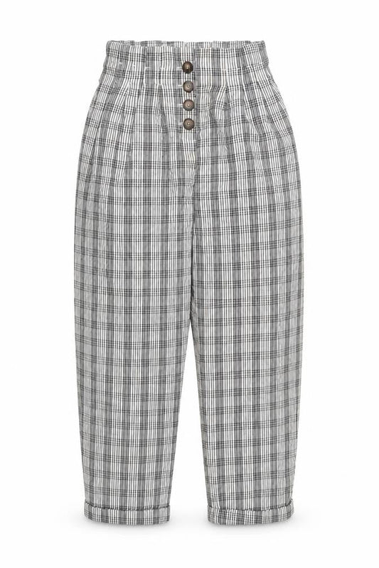 Topshop Women’s Black Check Trousers Size 6 High Waist Cropped